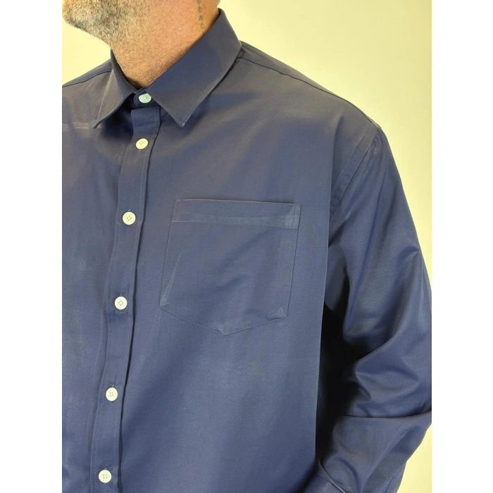 Crop Tky Pamuk Saten Gömlek Lacivert