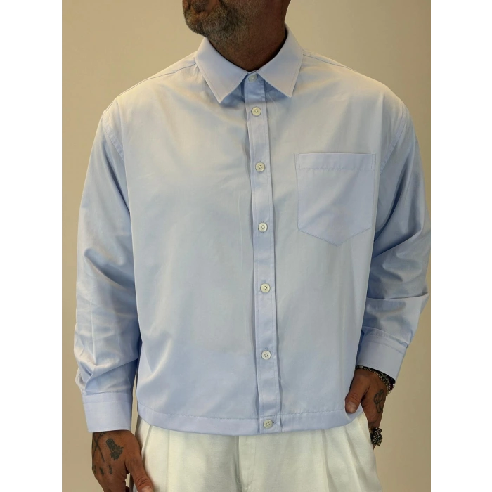 Crop Tky Pamuk Saten Gömlek Bebe Mavi