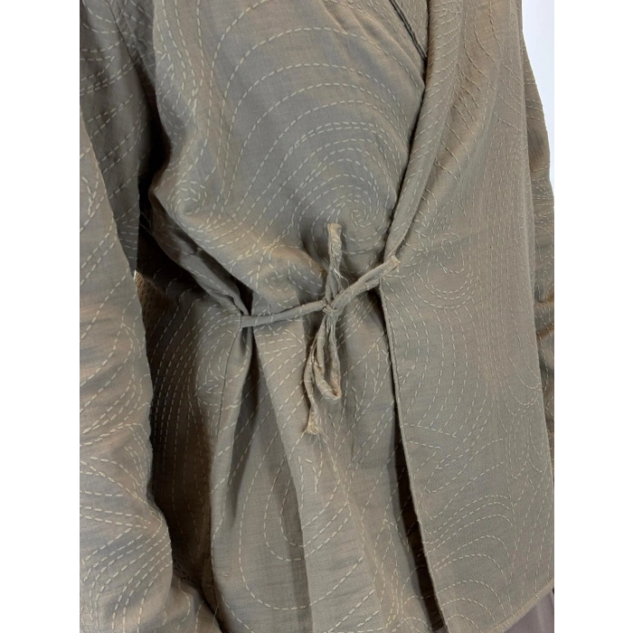 Nakışlı Kimono Gömlek Vizon