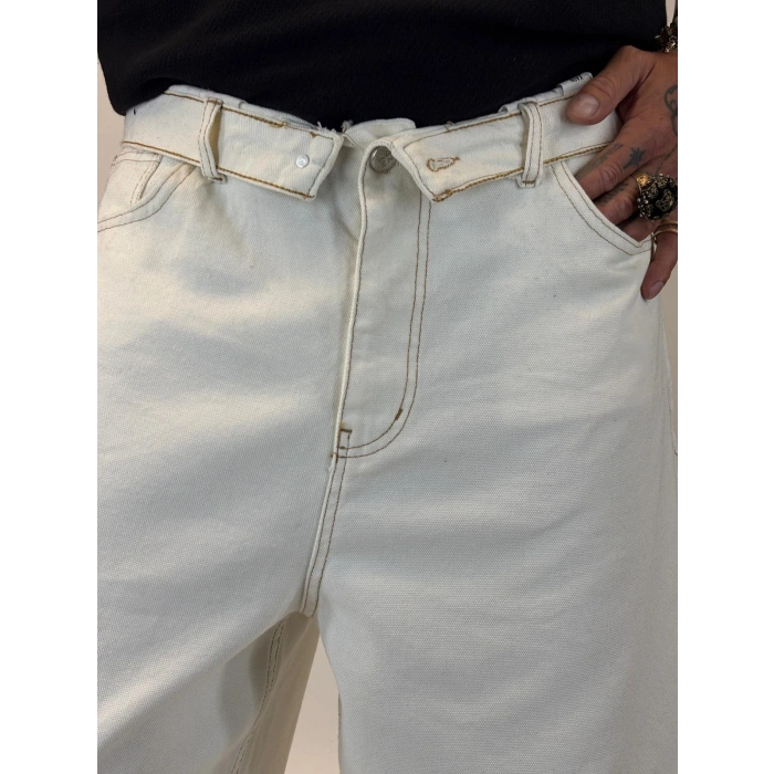 Tky Süper Baggy Yıkamalı Pantolon Beyaz