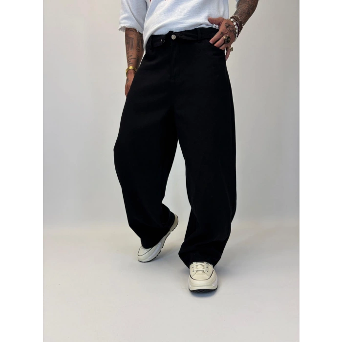 Tky Süper Baggy Yıkamalı Pantolon Siyah