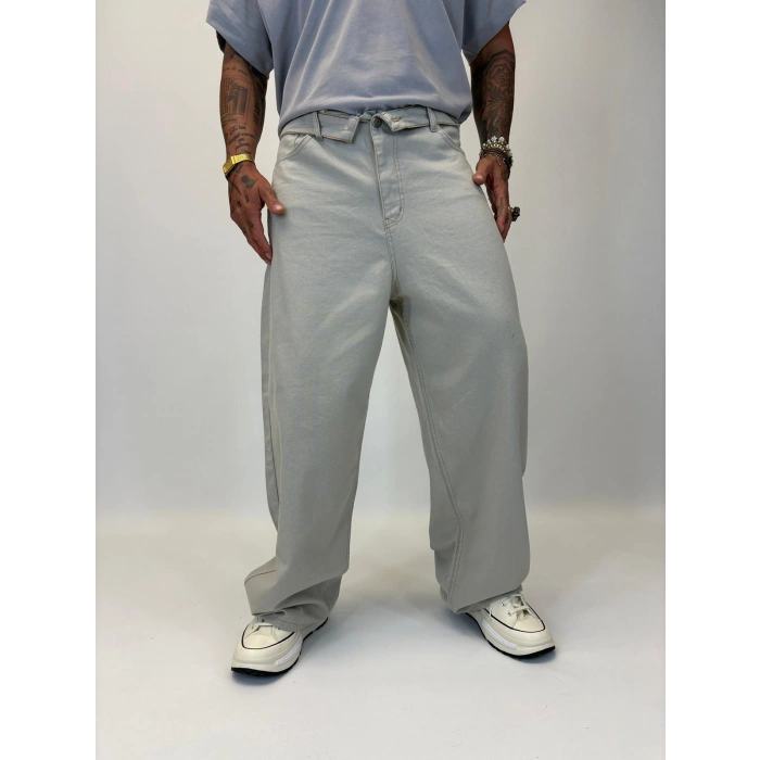 Tky Süper Baggy Yıkamalı Pantolon Gri