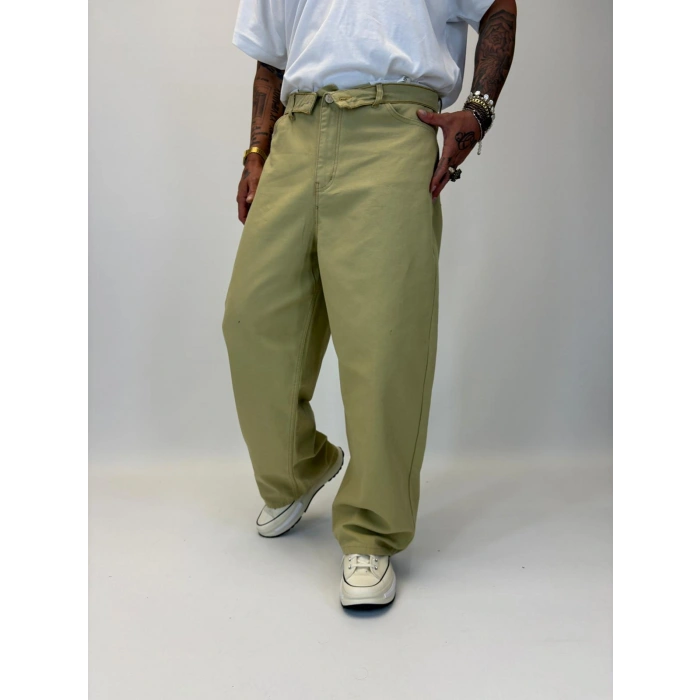 Tky Süper Baggy Yıkamalı Pantolon Yeşil