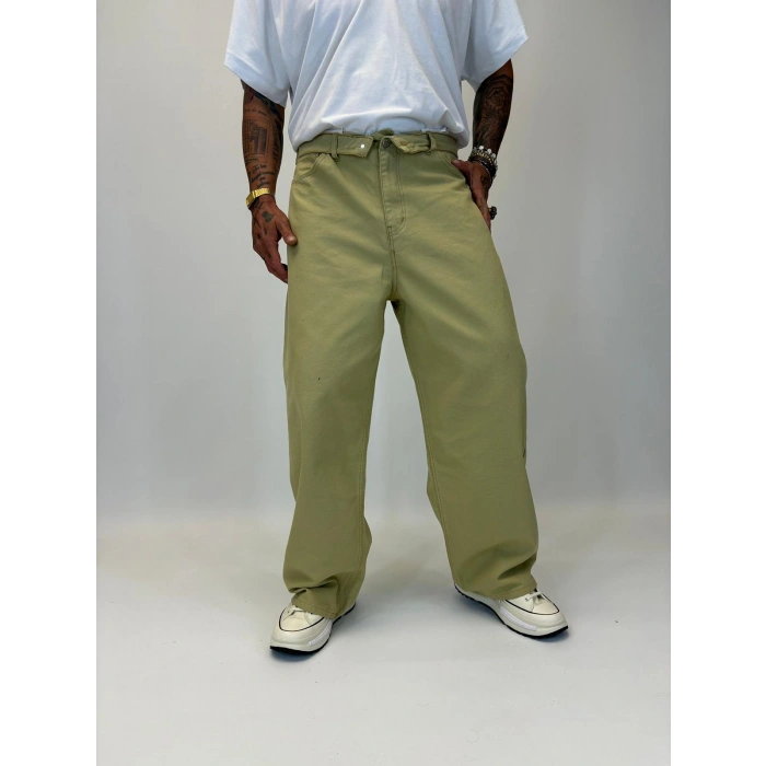 Tky Süper Baggy Yıkamalı Pantolon Yeşil