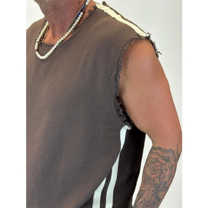 Hasır Şeritli Sleevless Kahve