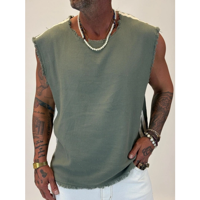 Hasır Şeritli Sleevless Yeşil