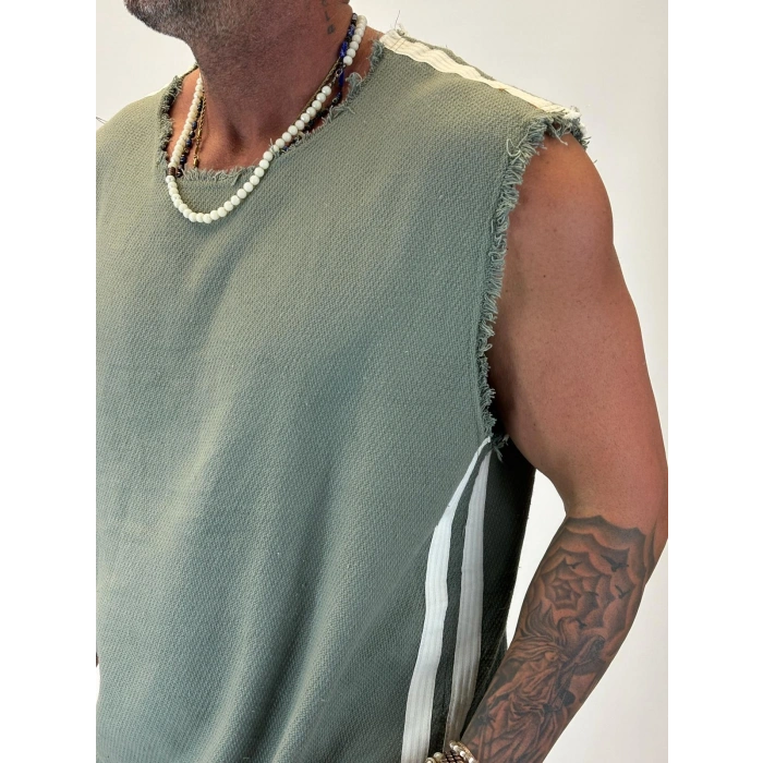 Hasır Şeritli Sleevless Yeşil