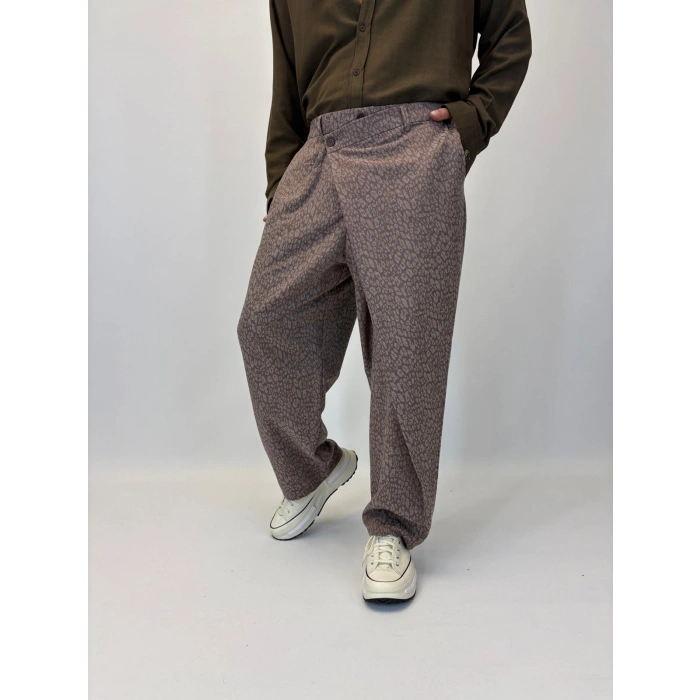 Tokyo Style Jakarlı Pantolon Kahve