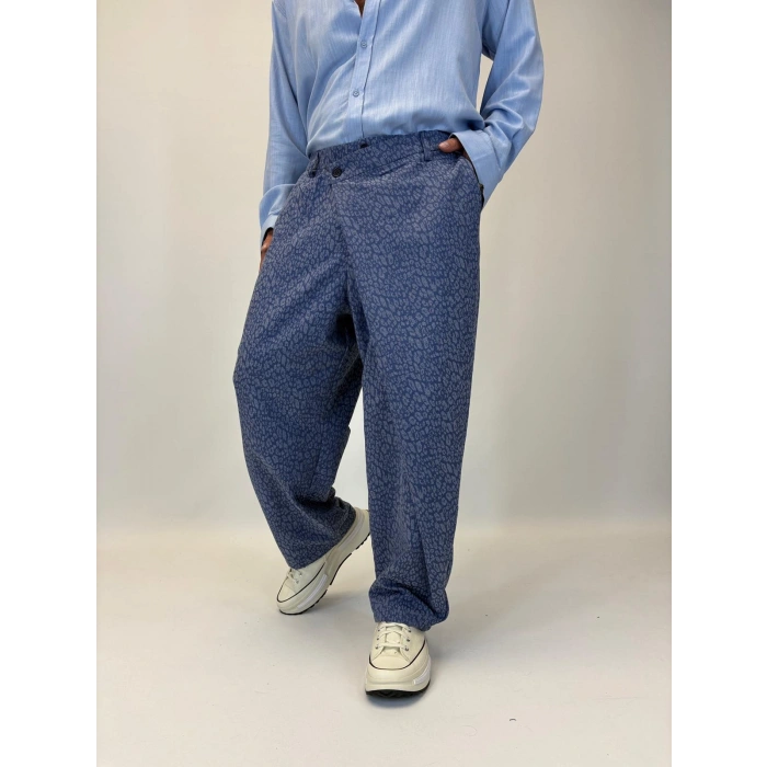 Tokyo Style Jakarlı Pantolon Lacivert