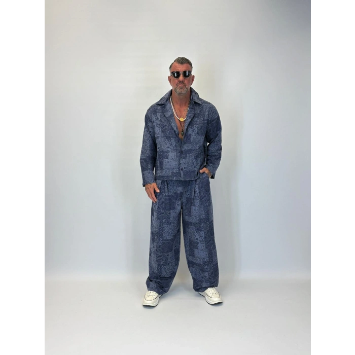 Shawl Patern Takım Lacivert