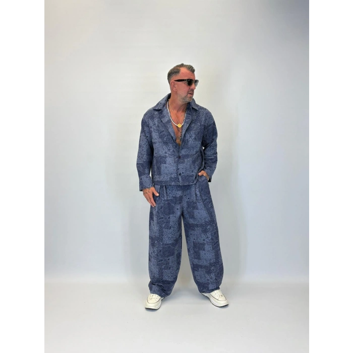 Shawl Patern Takım Lacivert