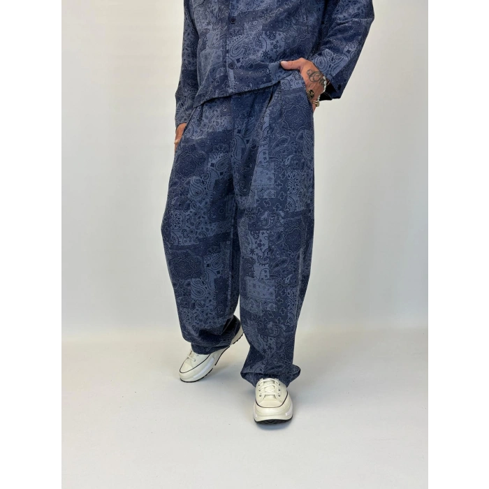 Shawl Patern Takım Lacivert