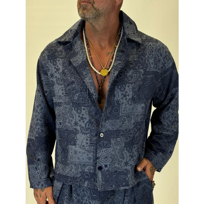 Shawl Patern Takım Lacivert