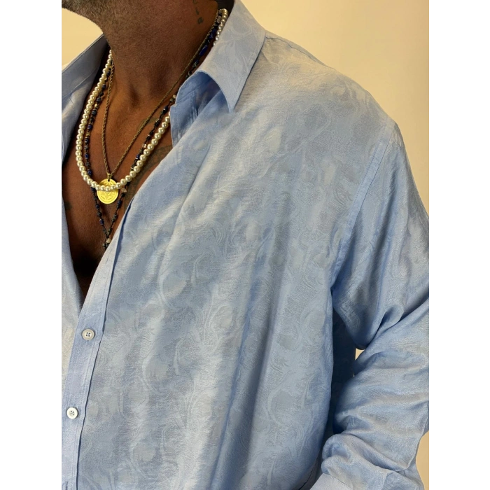 Jakarlı Tky Gömlek Bebe Mavi