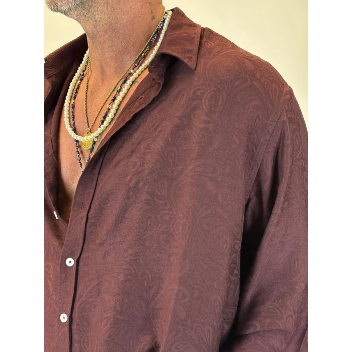 Jakarlı Tky Gömlek Bordo