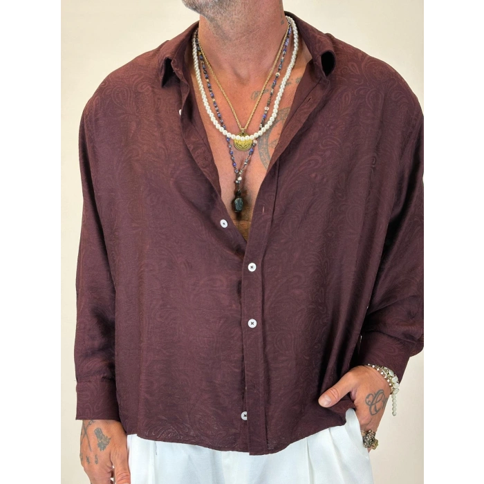 Jakarlı Tky Gömlek Bordo