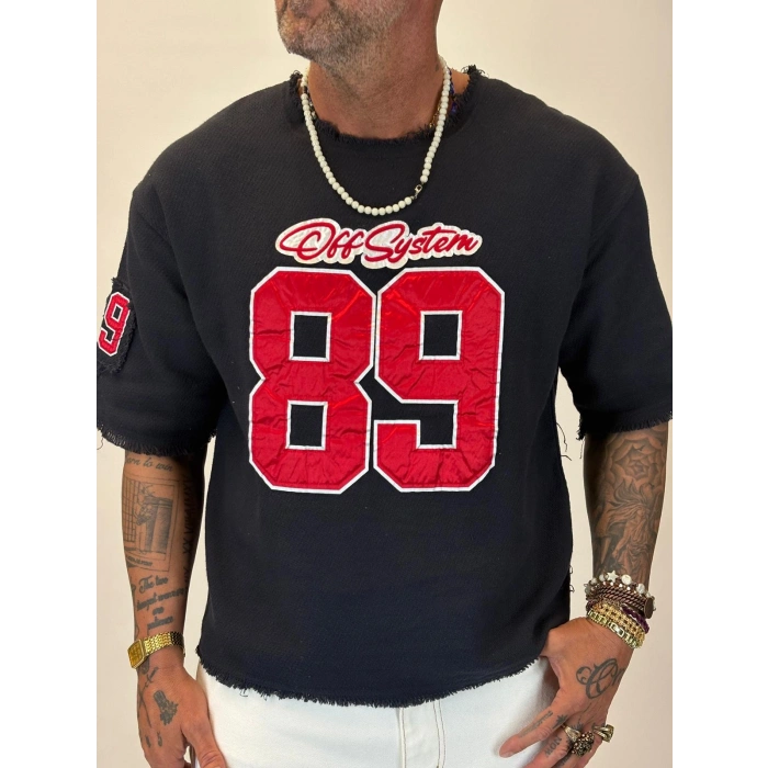 Hasır 89 Saten Aplikeli T-Shirt Siyah