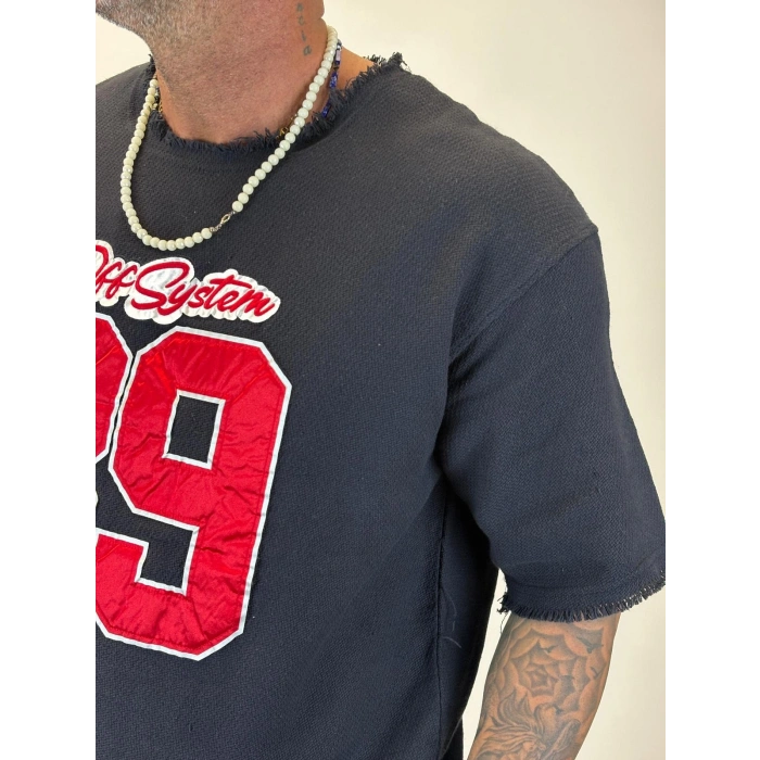 Hasır 89 Saten Aplikeli T-Shirt Siyah