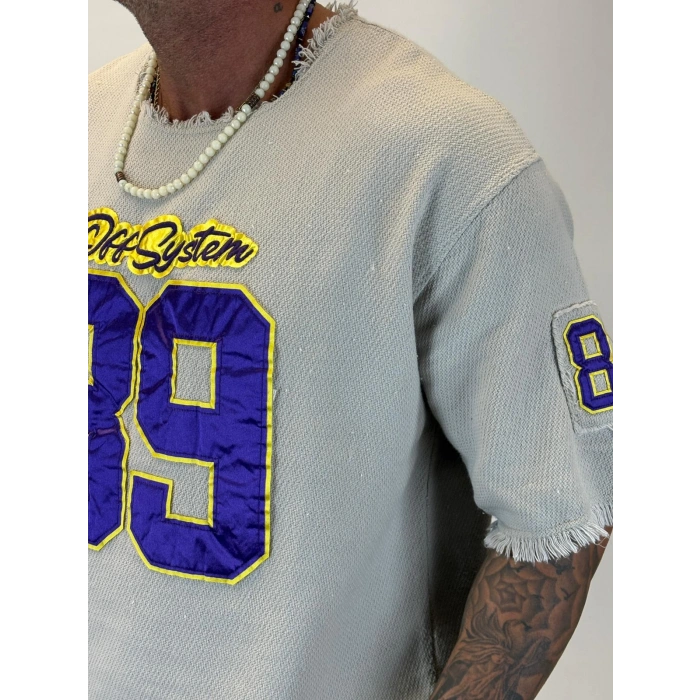 Hasır 89 Saten Aplikeli T-Shirt Gri