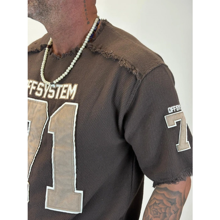 Hasır 71 Aplikeli T-Shirt Kahve