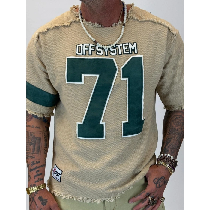 Hasır 71 Aplikeli T-Shirt Bej