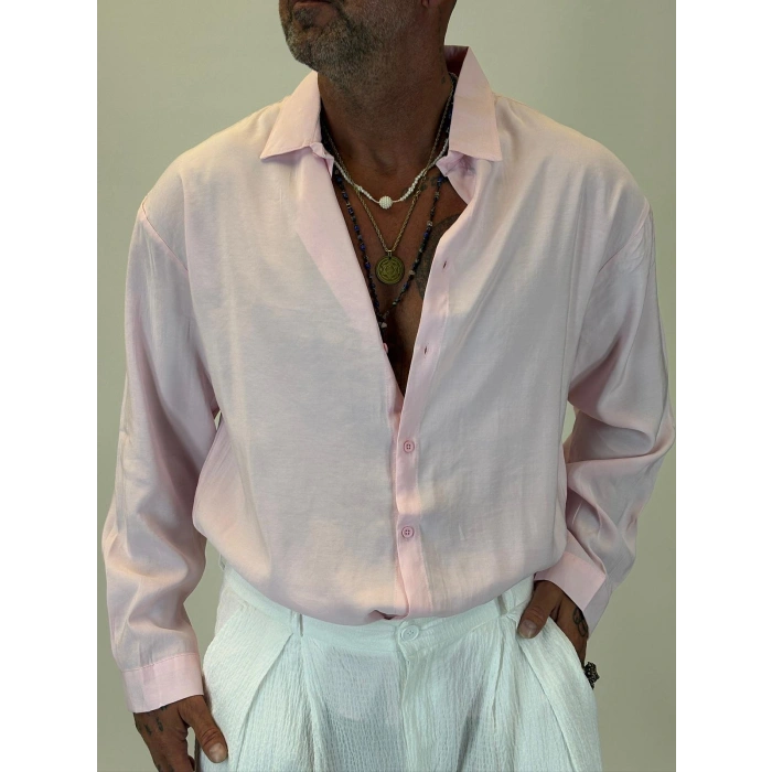 Modal 2 Oversize Gömlek Pembe