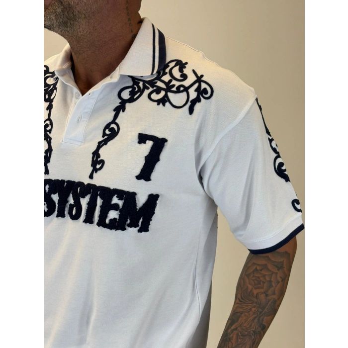 7 Off System Szn Polo Yaka T-shirt Beyaz