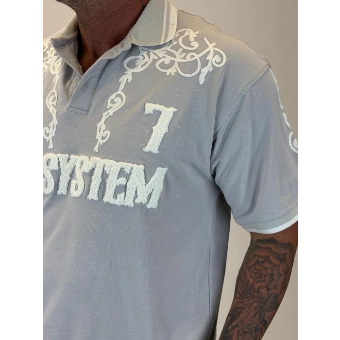 7 Off System Szn Polo Yaka T-shirt Gri