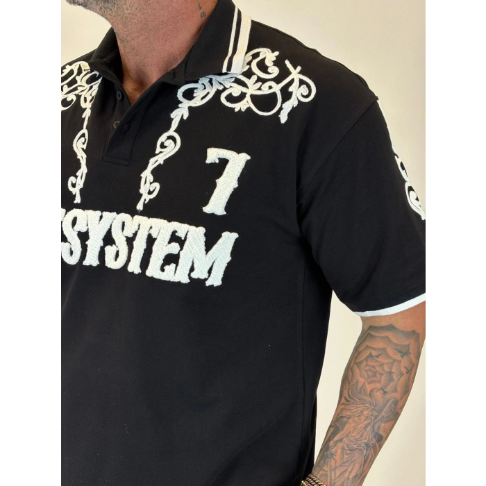7 Off System Szn Polo Yaka T-shirt Siyah