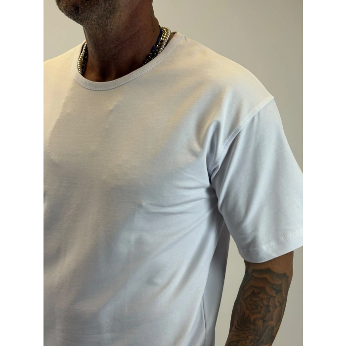 Açık Yaka Relax Fit T-shirt Gri
