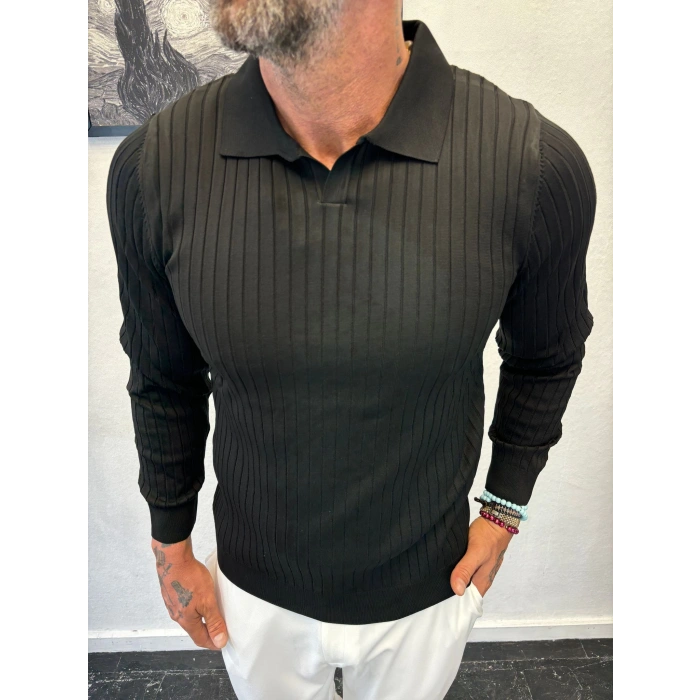 Akrilik Triko Uzun Kol Siyah