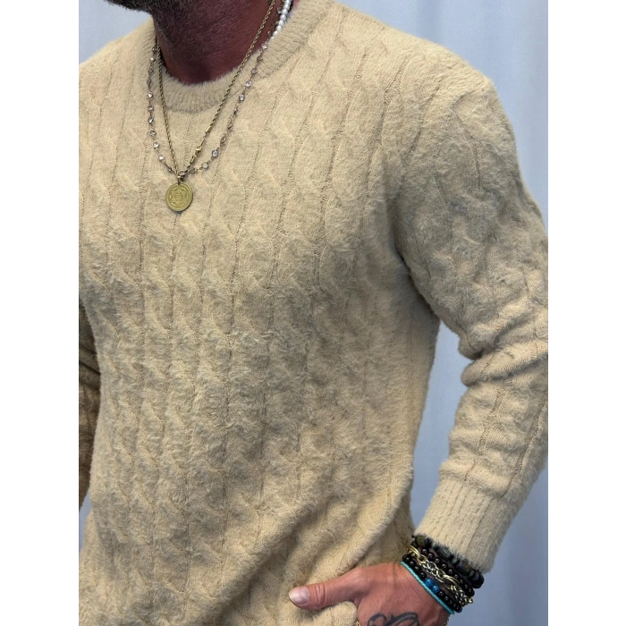 Angora Örgü Kazak Bej