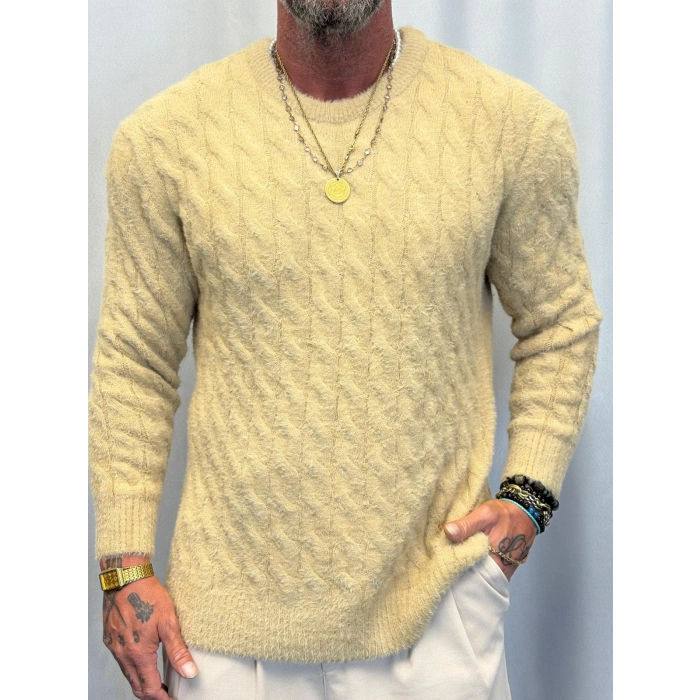 Angora Örgü Kazak Bej