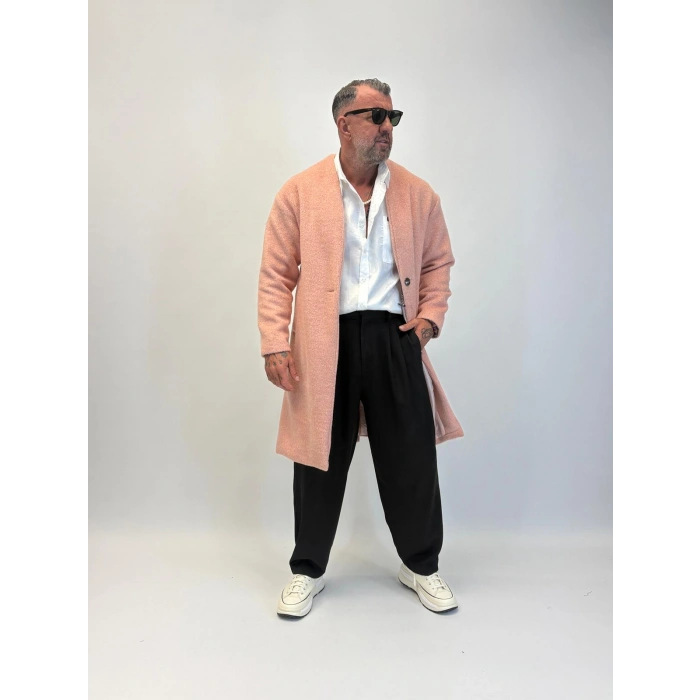 CAPO Zincir Düğme Detaylı Kaban Pudra