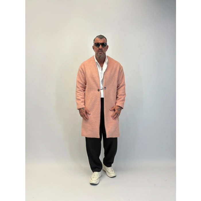 CAPO Zincir Düğme Detaylı Kaban Pudra