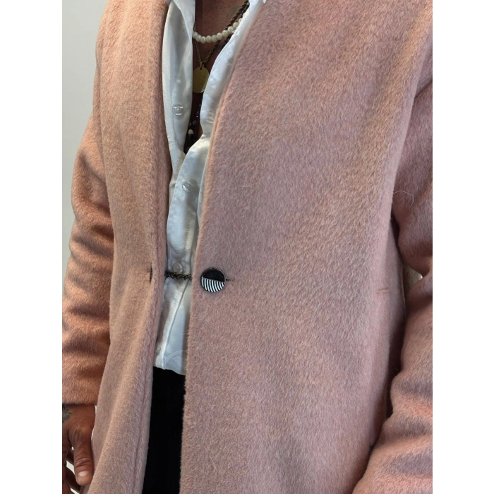 CAPO Zincir Düğme Detaylı Kaban Pudra