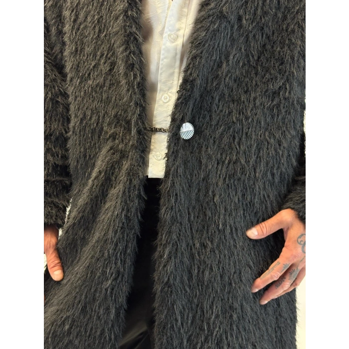 CAPO Zincir Düğme Detaylı Kaban Siyah