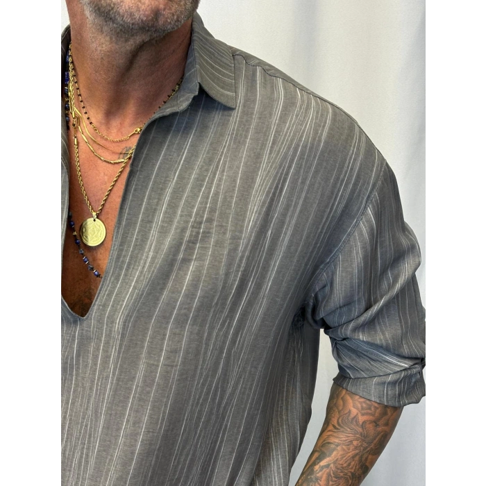 Cherry V Yaka Gömlek Antrasit