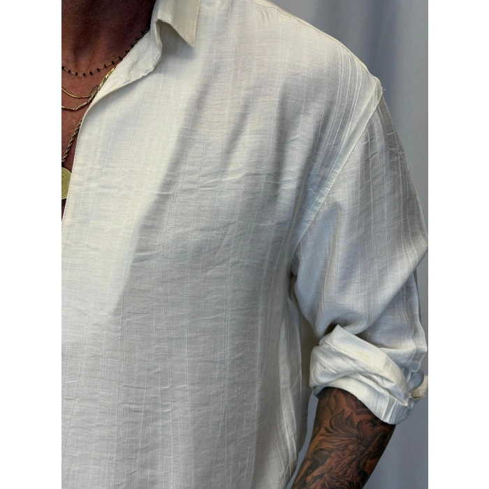 Cherry V Yaka Gömlek Beyaz