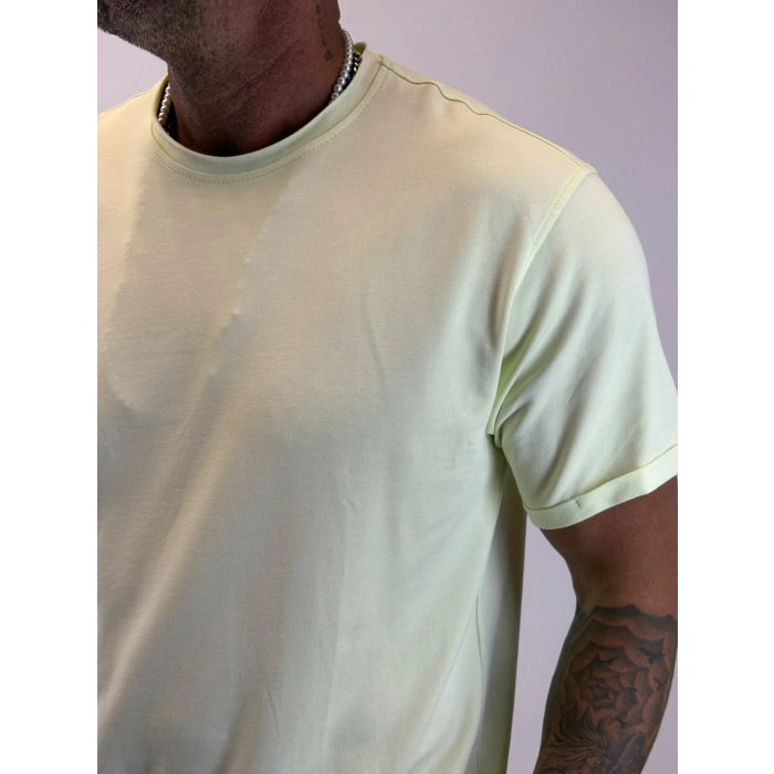 Çift Yaka Relax Fit T-shirt Sarı