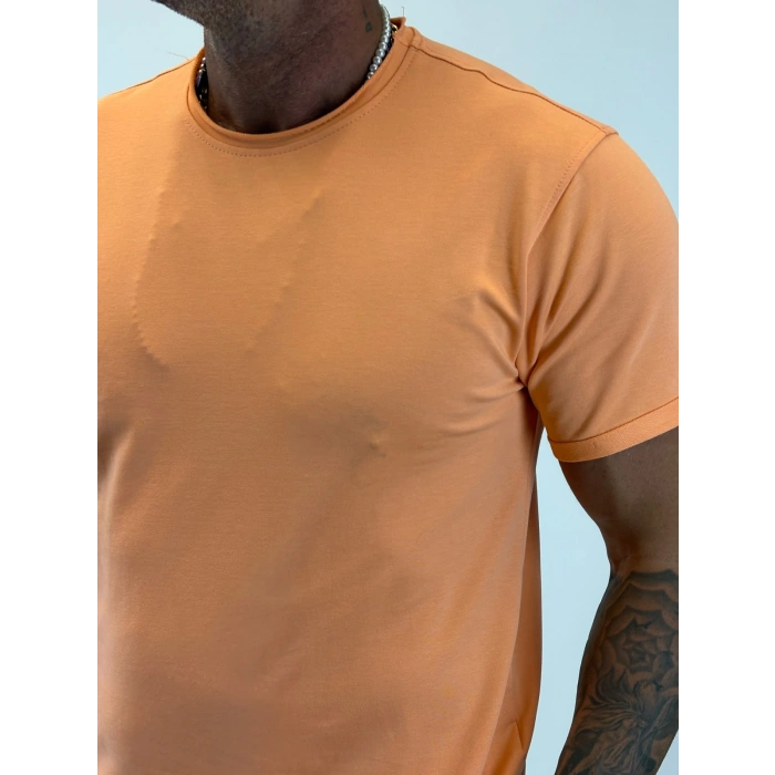 Çift Yaka Relax Fit T-shirt Turuncu