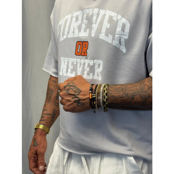 Crop Kısa Kol Baskılı Gri