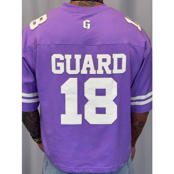 Derin Nakışlı Amerikan T-Shirt Mor