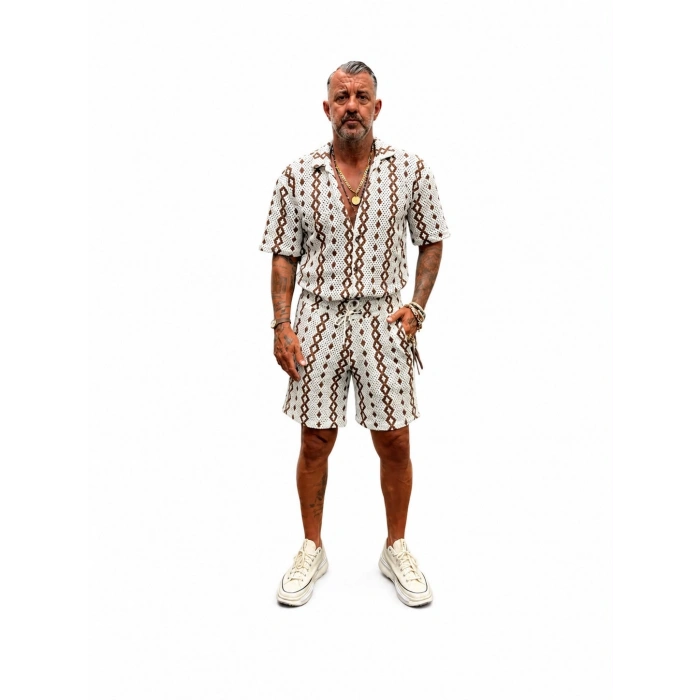 Elite Pattern Triko Takım Bej