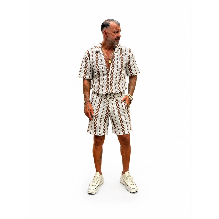 Elite Pattern Triko Takım Bej