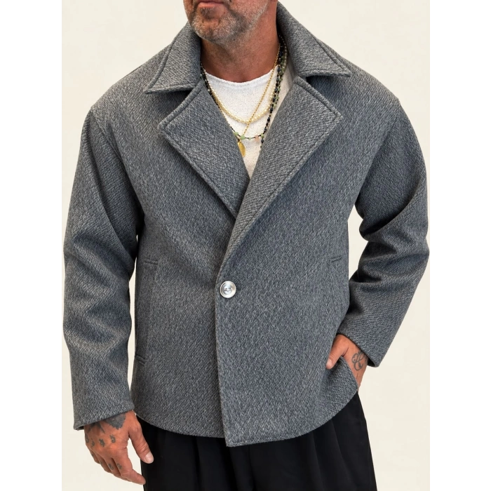 Fransız Cashmere Kruvaze Tek Düğme Kaban Antrasit