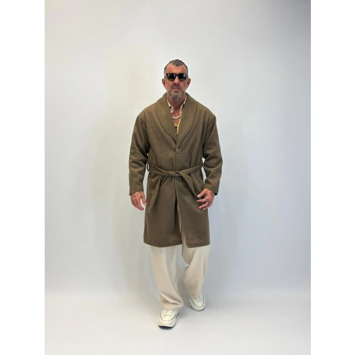 Fransız Cashmere Şalyaka Kaban Kahve