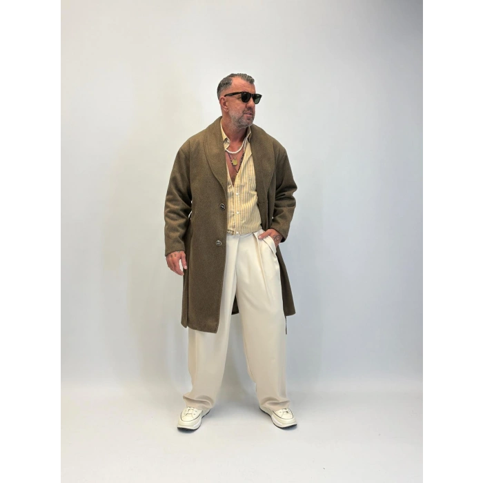 Fransız Cashmere Şalyaka Kaban Kahve