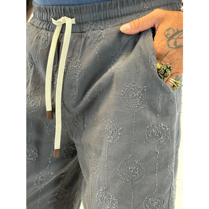 Gabardin Desenli Long Shorts Antrasit