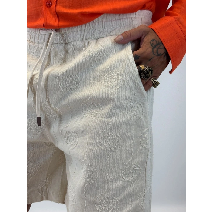 Gabardin Desenli Şort Bej
